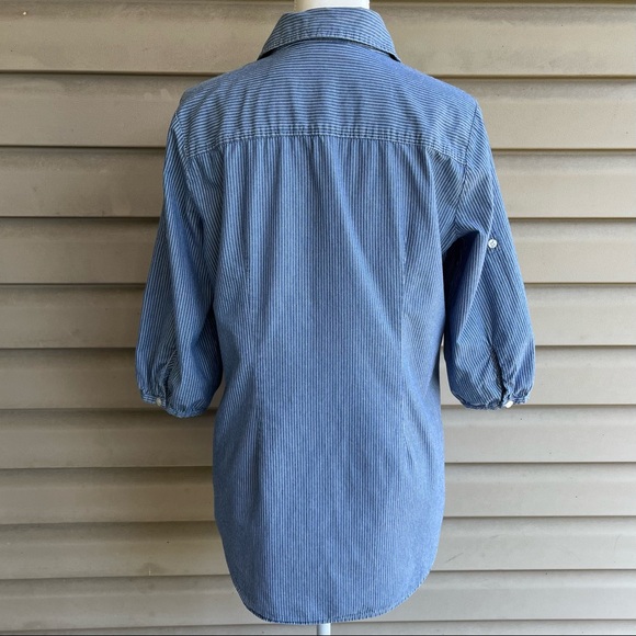 •New York & Company• Striped Button Down Tunic Length Top - Size Small - Picture 6 of 8